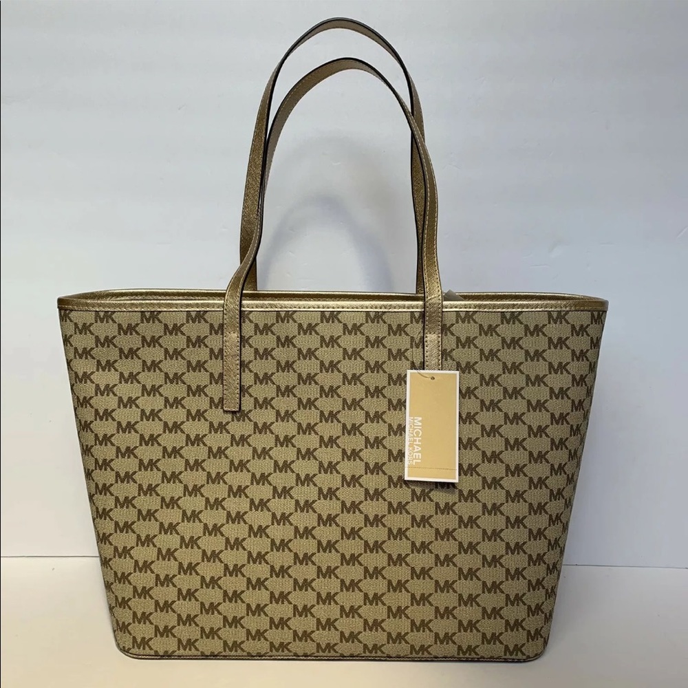MICHAEL KORS EMRY Pale Gold Large Top Zip Tote - Picture 2 of 12
